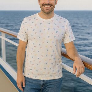 Sovereign Code Men's L Lobsters Novelty Print White Red Blue Yellow S/S Crew Nec